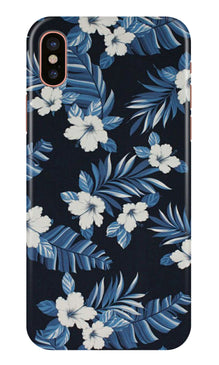 White flowers Blue Background2 Mobile Back Case for iPhone Xs Max (Design - 15)