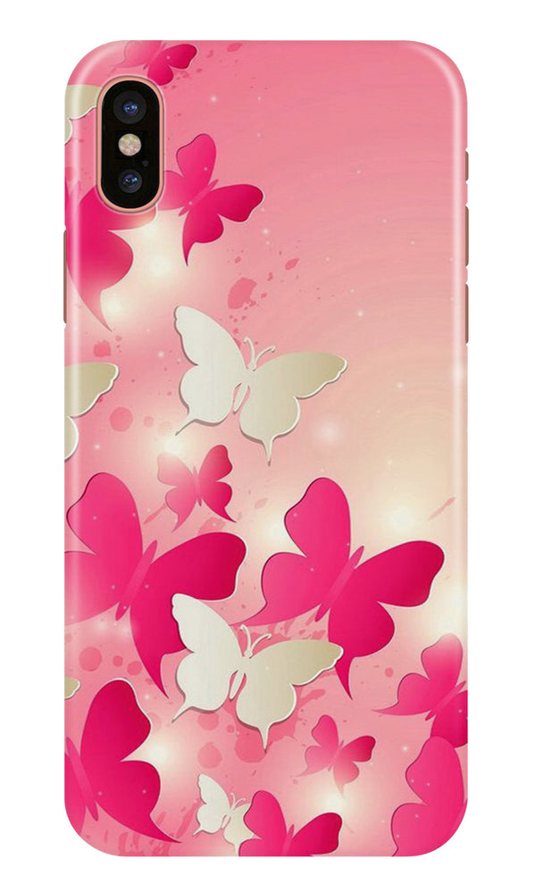 White Pick Butterflies Case for iPhone Xs Max