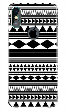Black white Pattern Mobile Back Case for iPhone Xs Max logo cut  (Design - 5)