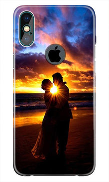 Couple Sea shore Mobile Back Case for iPhone Xs Max logo cut  (Design - 13)