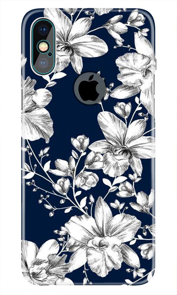 White flowers Blue Background Case for iPhone Xs Max logo cut 