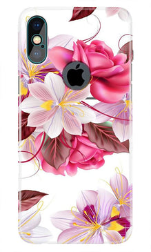 Beautiful flowers Mobile Back Case for iPhone Xs Max logo cut  (Design - 23)