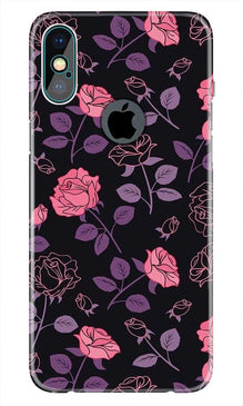 Rose Black Background Mobile Back Case for iPhone Xs Max logo cut  (Design - 27)