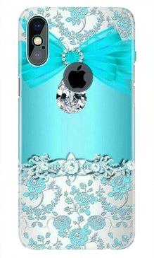 Shinny Blue Background Mobile Back Case for iPhone Xs Max logo cut  (Design - 32)