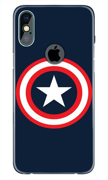 Captain America Mobile Back Case for iPhone Xs Max logo cut  (Design - 42)