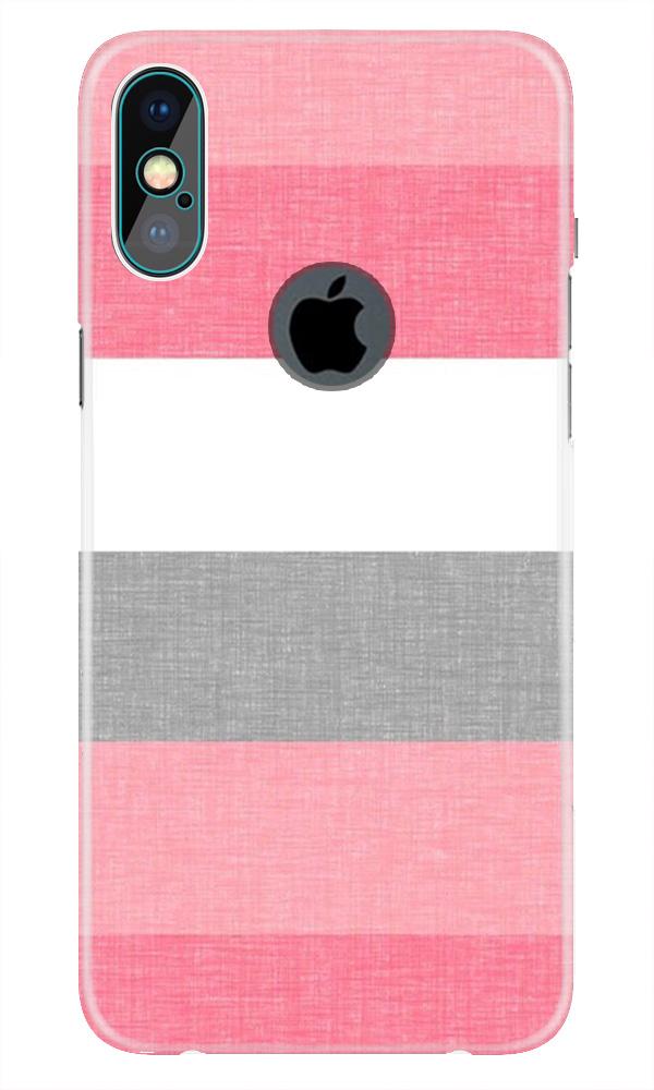 Pink white pattern Case for iPhone Xs Max logo cut 