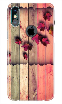 Wooden look2 Mobile Back Case for iPhone Xs Max logo cut  (Design - 56)