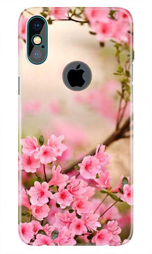 Pink flowers Mobile Back Case for iPhone Xs Max logo cut  (Design - 69)