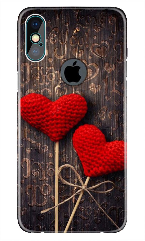 Red Hearts Case for iPhone Xs Max logo cut 