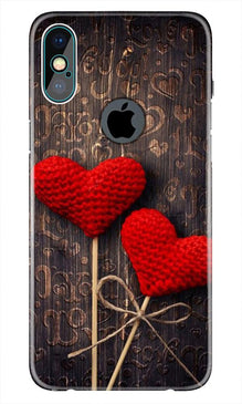 Red Hearts Mobile Back Case for iPhone Xs Max logo cut  (Design - 80)