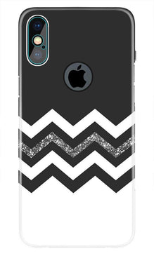 Black white Pattern2Mobile Back Case for iPhone Xs Max logo cut  (Design - 83)