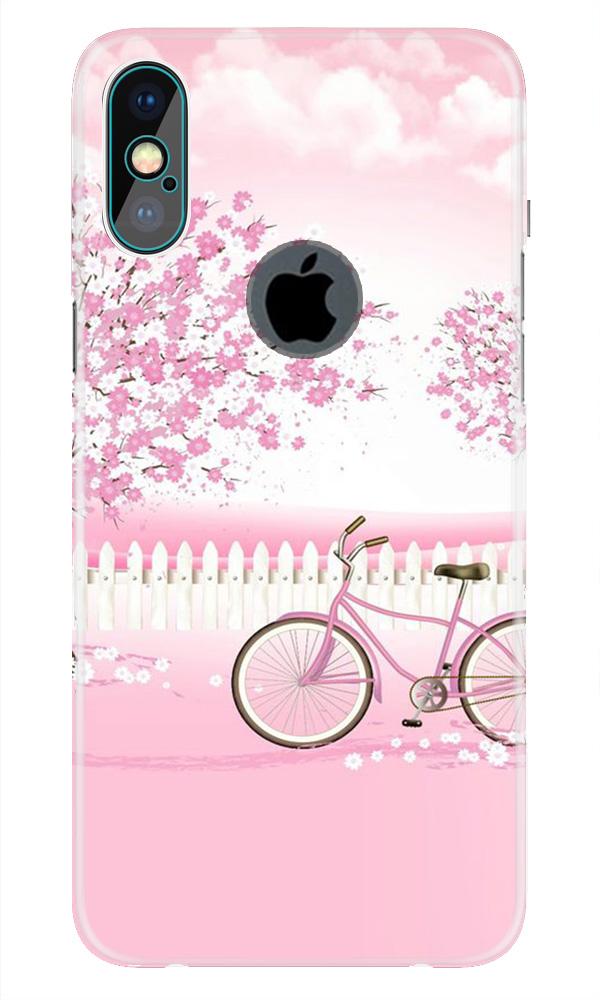 Pink Flowers Cycle Case for iPhone Xs Max logo cut   (Design - 102)