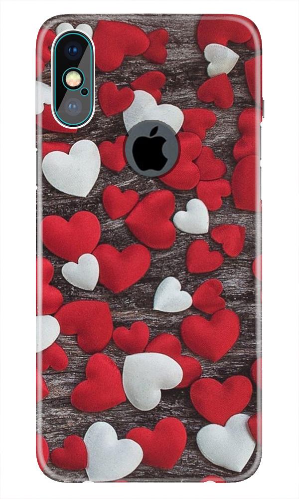 Red White Hearts Case for iPhone Xs Max logo cut   (Design - 105)