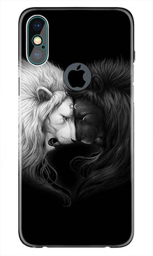 Dark White Lion Mobile Back Case for iPhone Xs Max logo cut   (Design - 140)