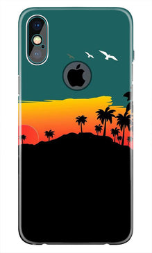 Sky Trees Mobile Back Case for iPhone Xs Max logo cut  (Design - 191)
