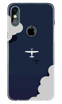 Clouds Plane Mobile Back Case for iPhone Xs Max logo cut  (Design - 196)