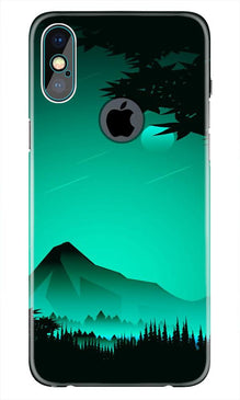 Moon Mountain Mobile Back Case for iPhone Xs Max logo cut  (Design - 204)
