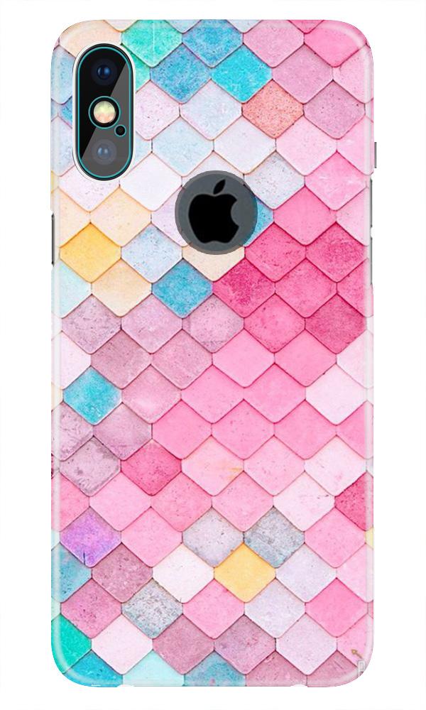 Pink Pattern Case for iPhone Xs Max logo cut  (Design No. 215)