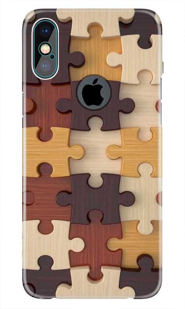 Puzzle Pattern Case for iPhone Xs Max logo cut  (Design No. 217)