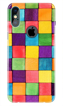 Colorful Square Mobile Back Case for iPhone Xs Max logo cut  (Design - 218)