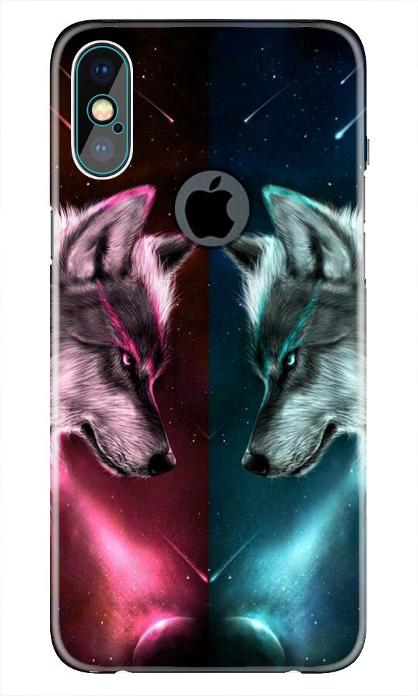 Wolf fight Case for iPhone Xs Max logo cut  (Design No. 221)
