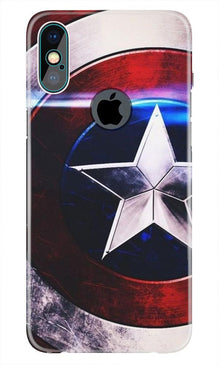 Captain America Shield Mobile Back Case for iPhone Xs Max logo cut  (Design - 250)