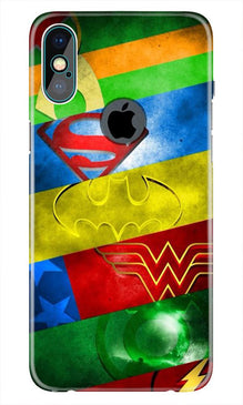 Superheros Logo Mobile Back Case for iPhone Xs Max logo cut  (Design - 251)