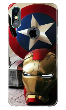 Ironman Captain America Mobile Back Case for iPhone Xs Max logo cut  (Design - 254)