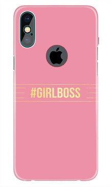 Girl Boss Pink Mobile Back Case for iPhone Xs Max logo cut  (Design - 263)