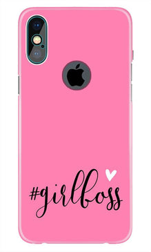 Girl Boss Pink Mobile Back Case for iPhone Xs Max logo cut  (Design - 269)