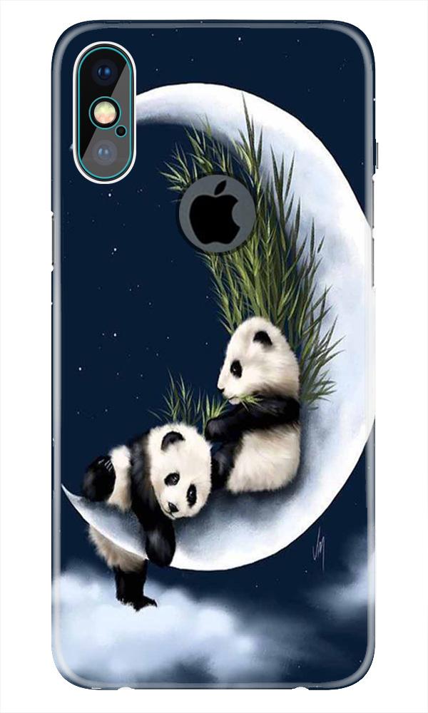 Panda Moon Mobile Back Case for iPhone Xs Max logo cut(Design - 318)
