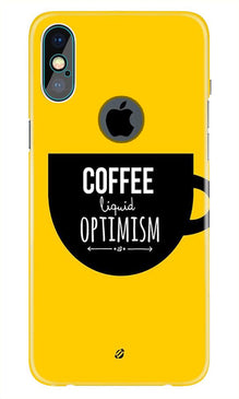 Coffee Optimism Mobile Back Case for iPhone Xs Max logo cut  (Design - 353)