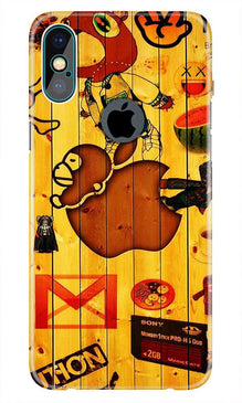 Wooden Texture Mobile Back Case for iPhone Xs Max logo cut  (Design - 367)