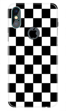 Black White Boxes Mobile Back Case for iPhone Xs Max logo cut  (Design - 372)