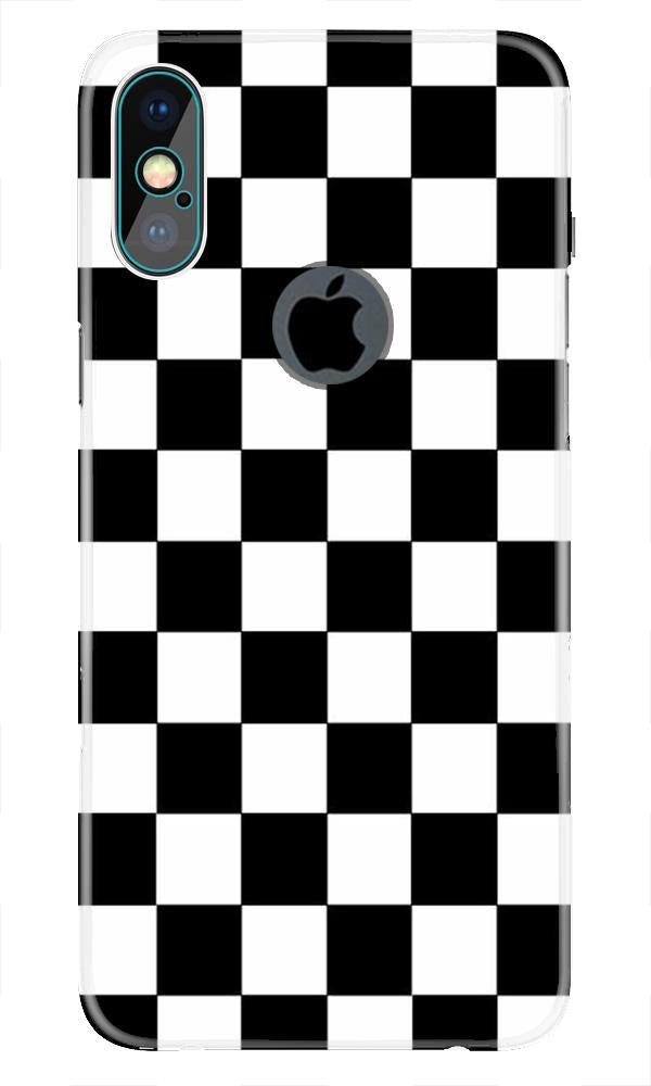 Black White Boxes Mobile Back Case for iPhone Xs Max logo cut  (Design - 372)