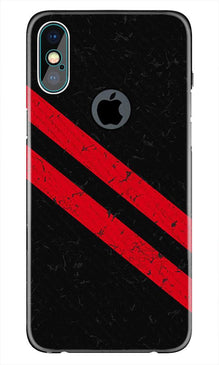 Black Red Pattern Mobile Back Case for iPhone Xs Max logo cut  (Design - 373)