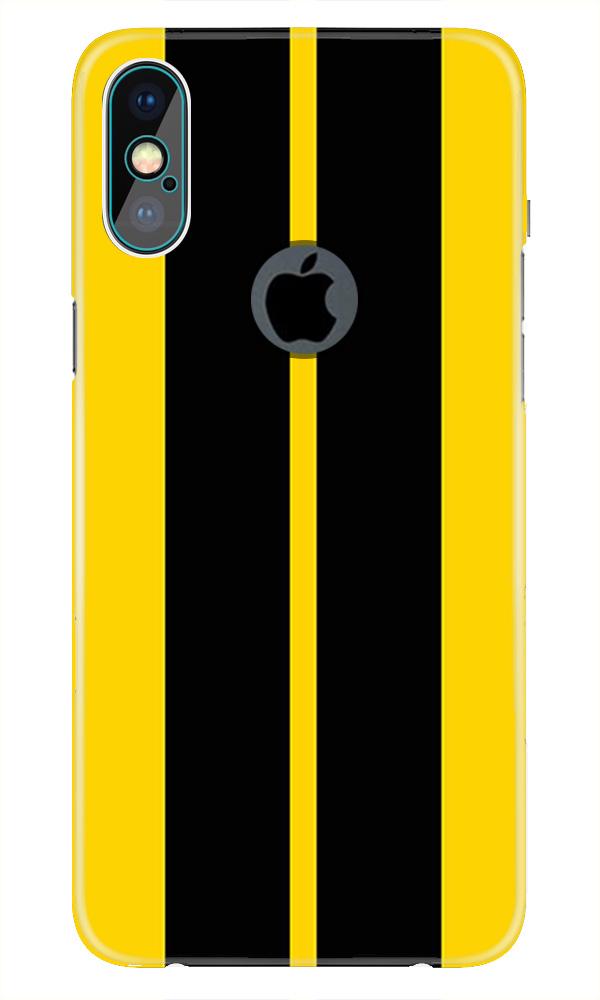 Black Yellow Pattern Mobile Back Case for iPhone Xs Max logo cut  (Design - 377)