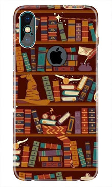 Book Shelf Mobile Back Case for iPhone Xs Max logo cut  (Design - 390)