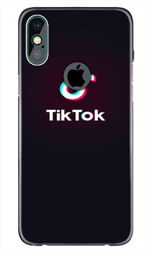 Tiktok Mobile Back Case for iPhone Xs Max logo cut  (Design - 396)