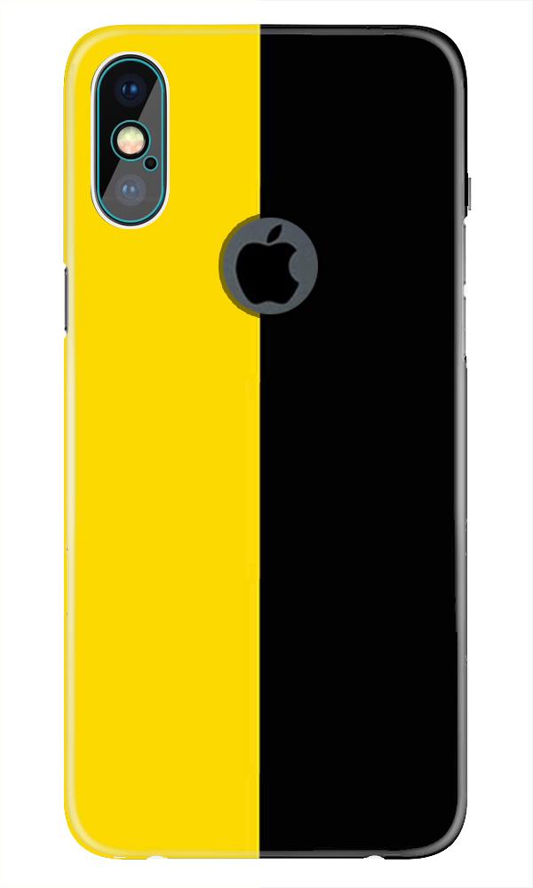 Black Yellow Pattern Mobile Back Case for iPhone Xs Max logo cut  (Design - 397)