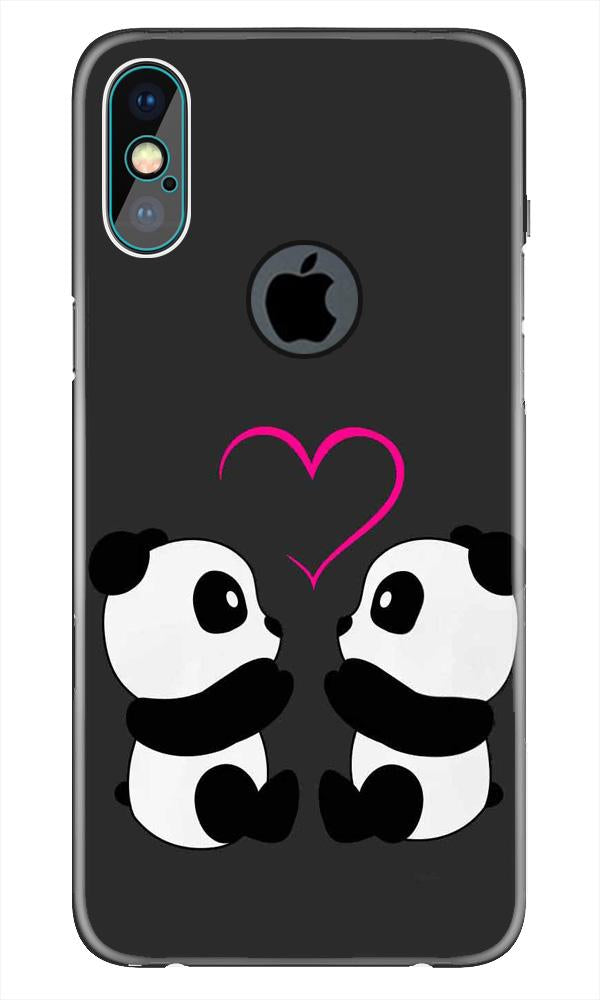 Panda Love Mobile Back Case for iPhone Xs Max logo cut  (Design - 398)