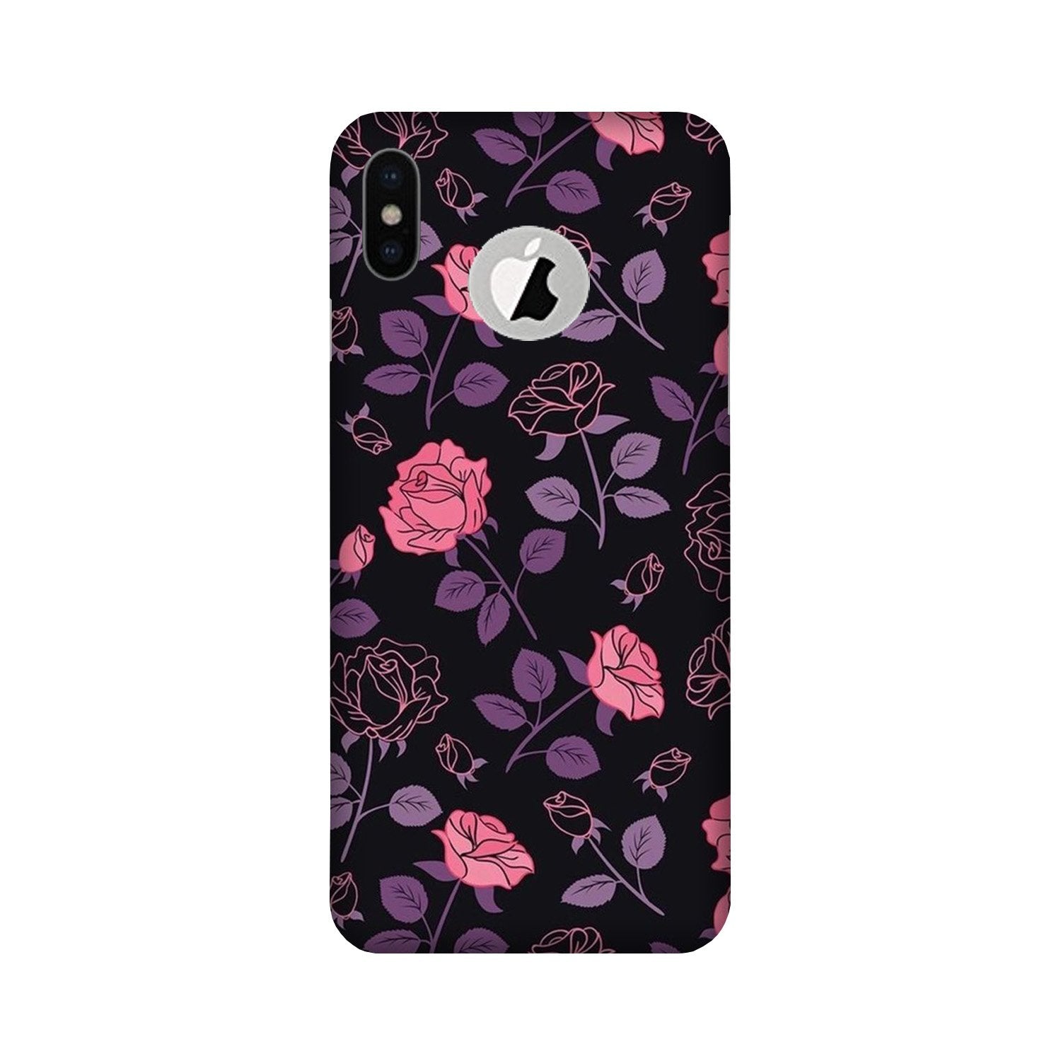 Rose Pattern Case for iPhone Xs logo cut 