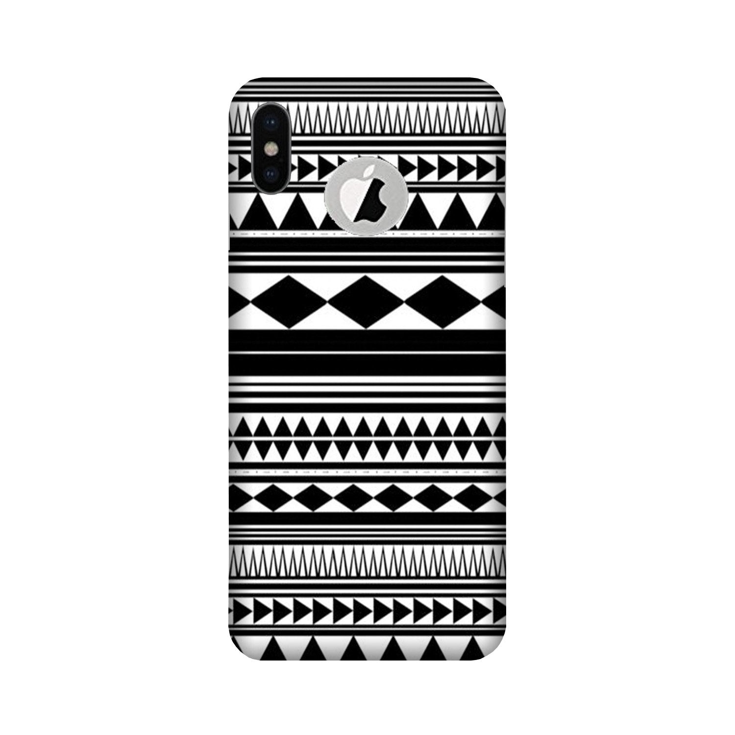 Black white Pattern Case for iPhone Xs logo cut 