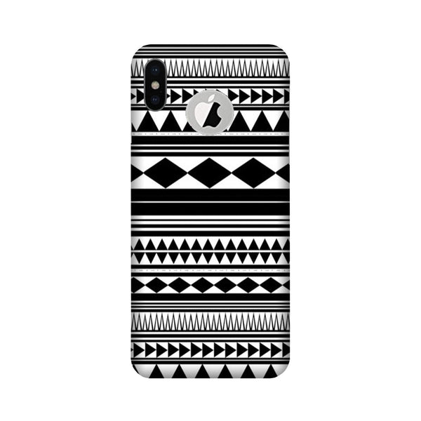 Black white Pattern Case for iPhone Xs logo cut 