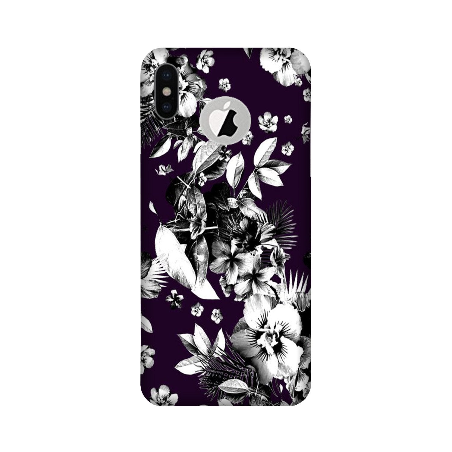 white flowers Case for iPhone Xs logo cut 