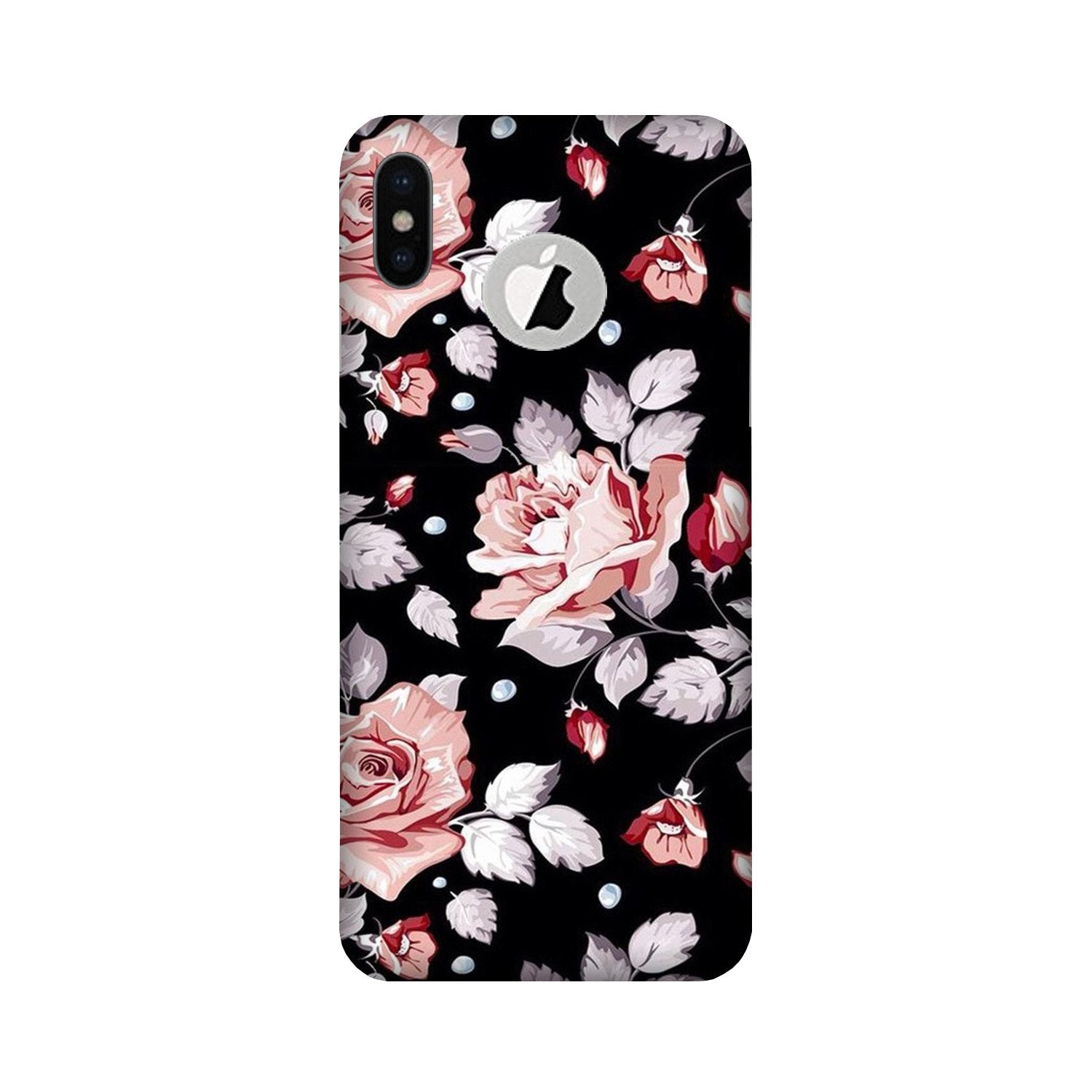 Pink rose Case for iPhone Xs logo cut 
