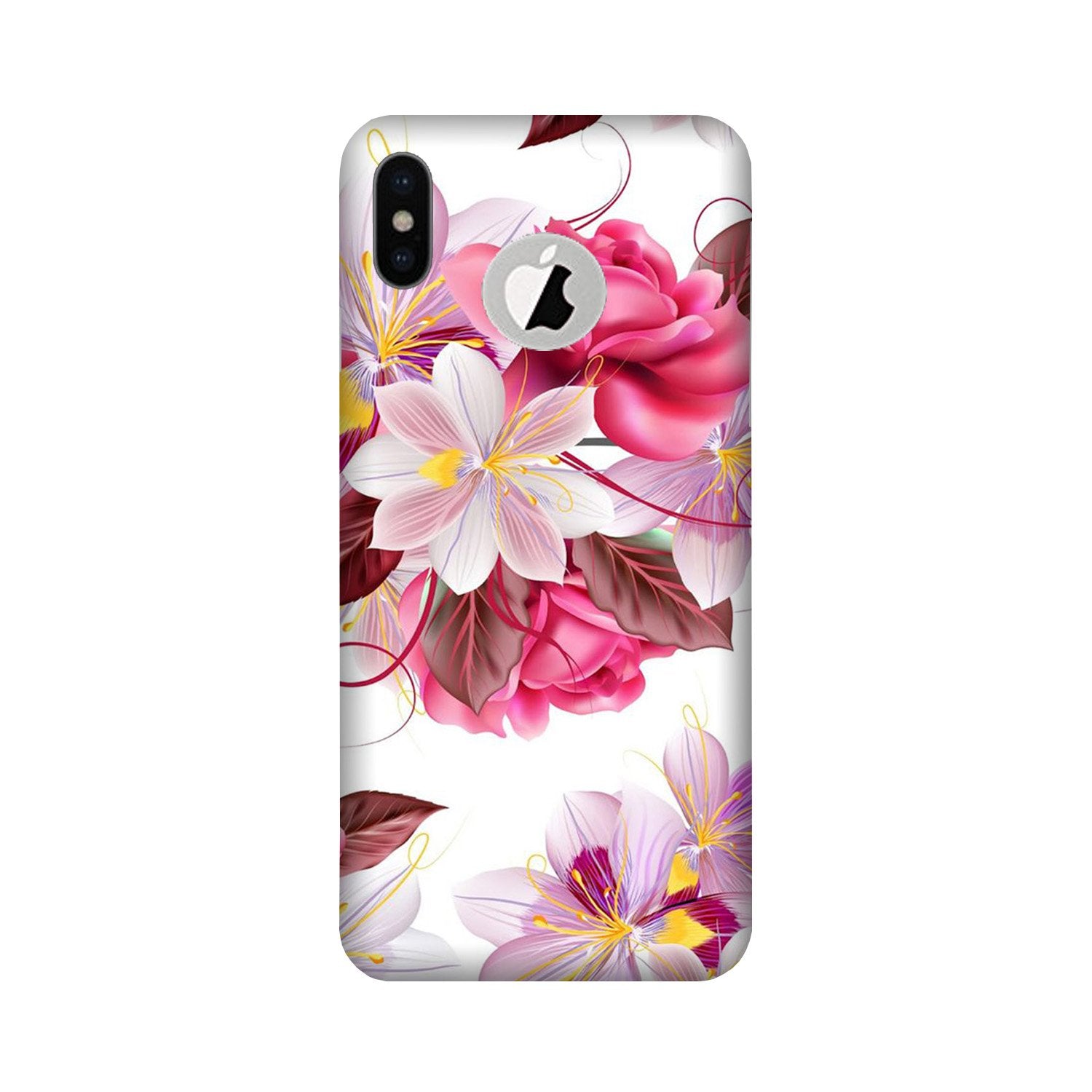 Beautiful flowers Case for iPhone Xs logo cut 