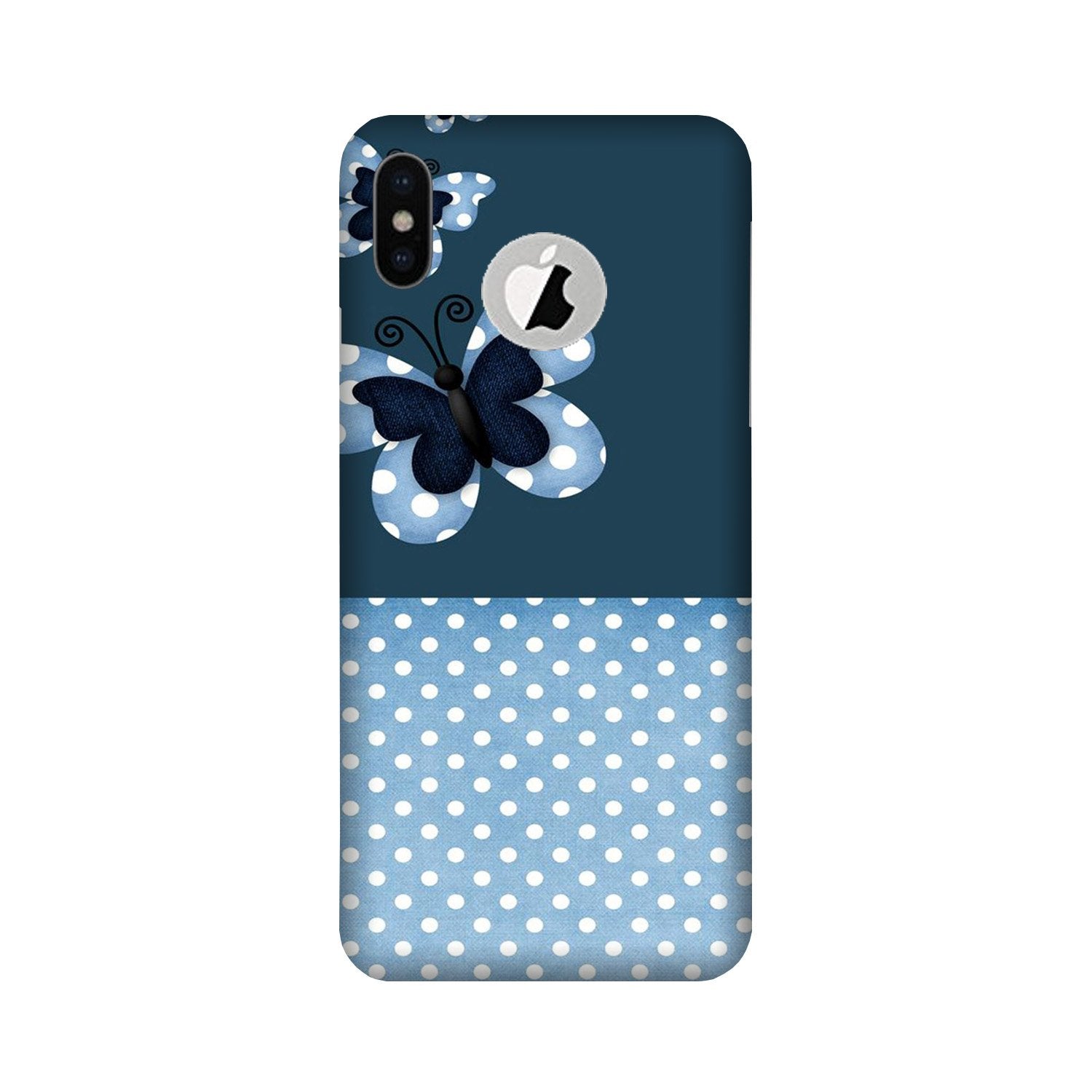White dots Butterfly Case for iPhone Xs logo cut 