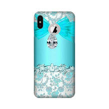 Shinny Blue Background Mobile Back Case for iPhone Xs logo cut  (Design - 32)
