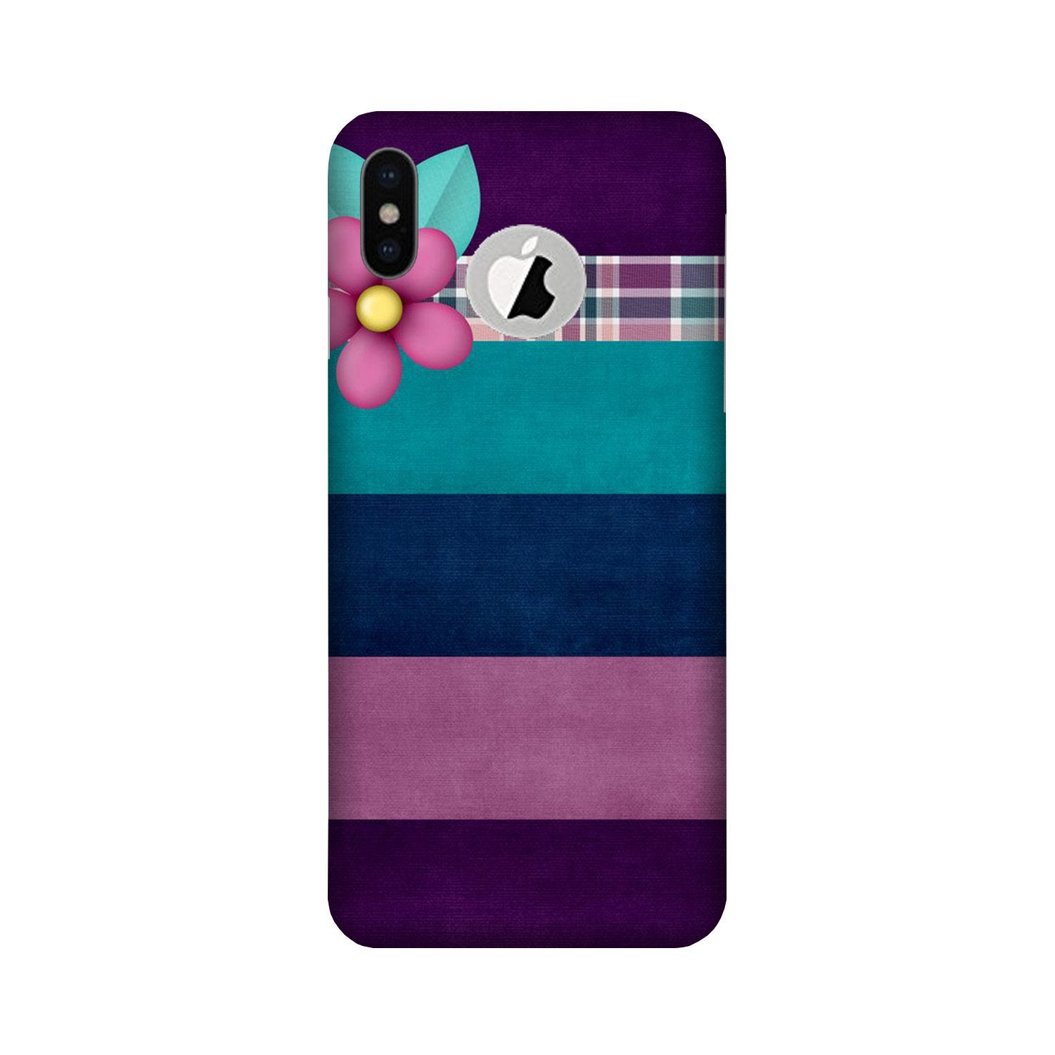 Purple Blue Case for iPhone Xs logo cut 